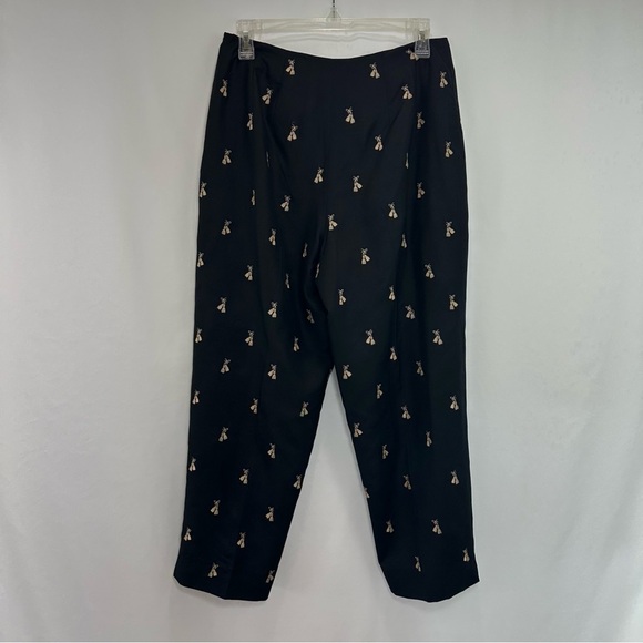 Talbots Pure Silk Embroidered Ankle Cropped Pants Womens 10P Black Lined - Picture 2 of 9